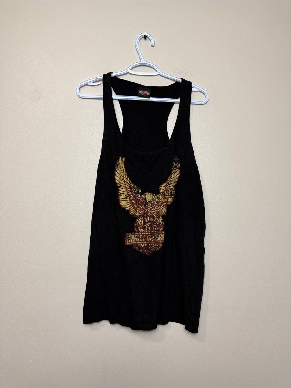 Harley-Davidson Black Tank Top with Gold Eagle Graphic size XXL